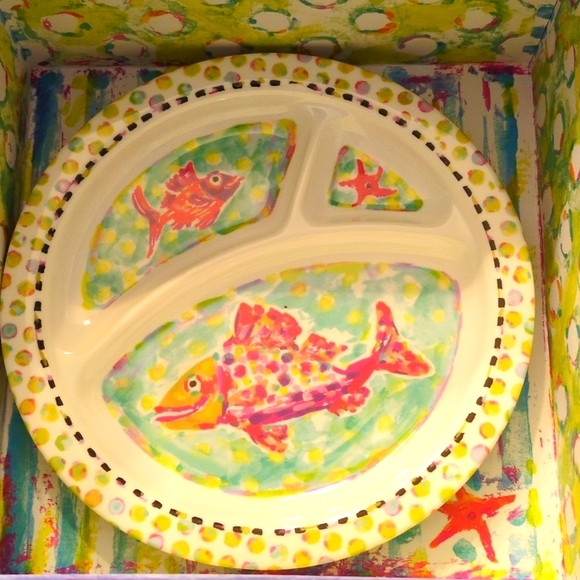 NWT MacKenzie-Childs Toddler Happy Fish Dinnerware Set - Picture 4 of 9